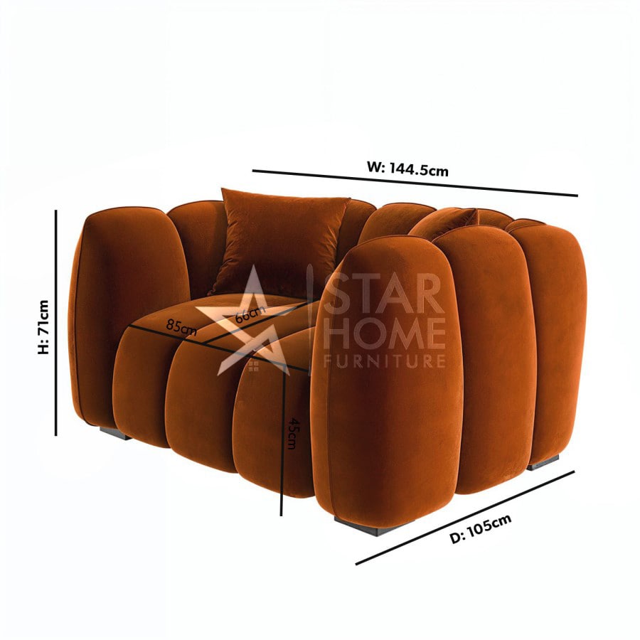 Elod Love Seat Velvet Sofa - SHF