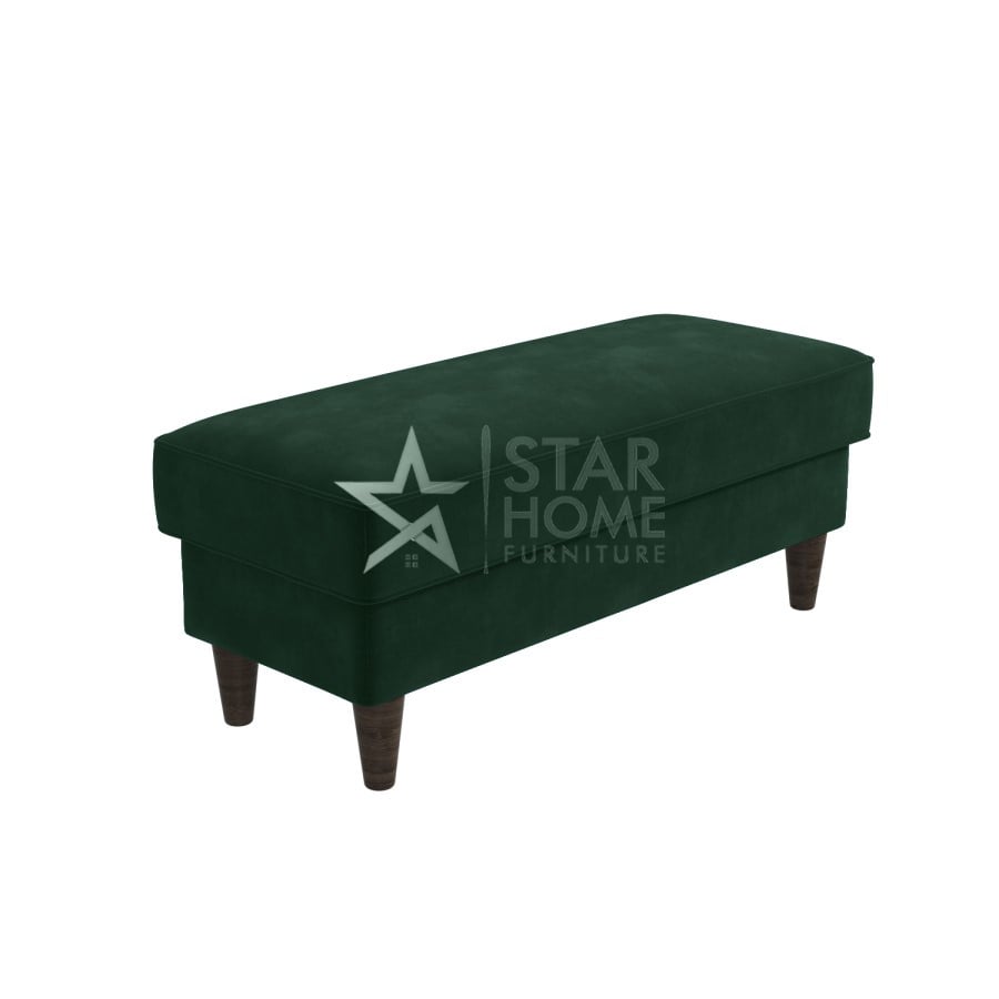 Idris 3-Seater Chaise Corner Velvet Sofa with Footstool Set - Green - SHF