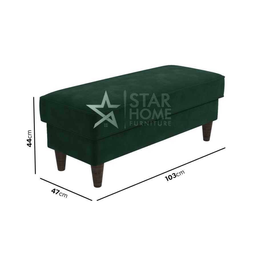 Idris 3-Seater Chaise Corner Velvet Sofa with Footstool Set - Green - SHF