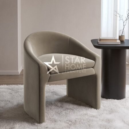 Kelsey Curved Upholstered Velvet Accent Chair - Mink - SHF