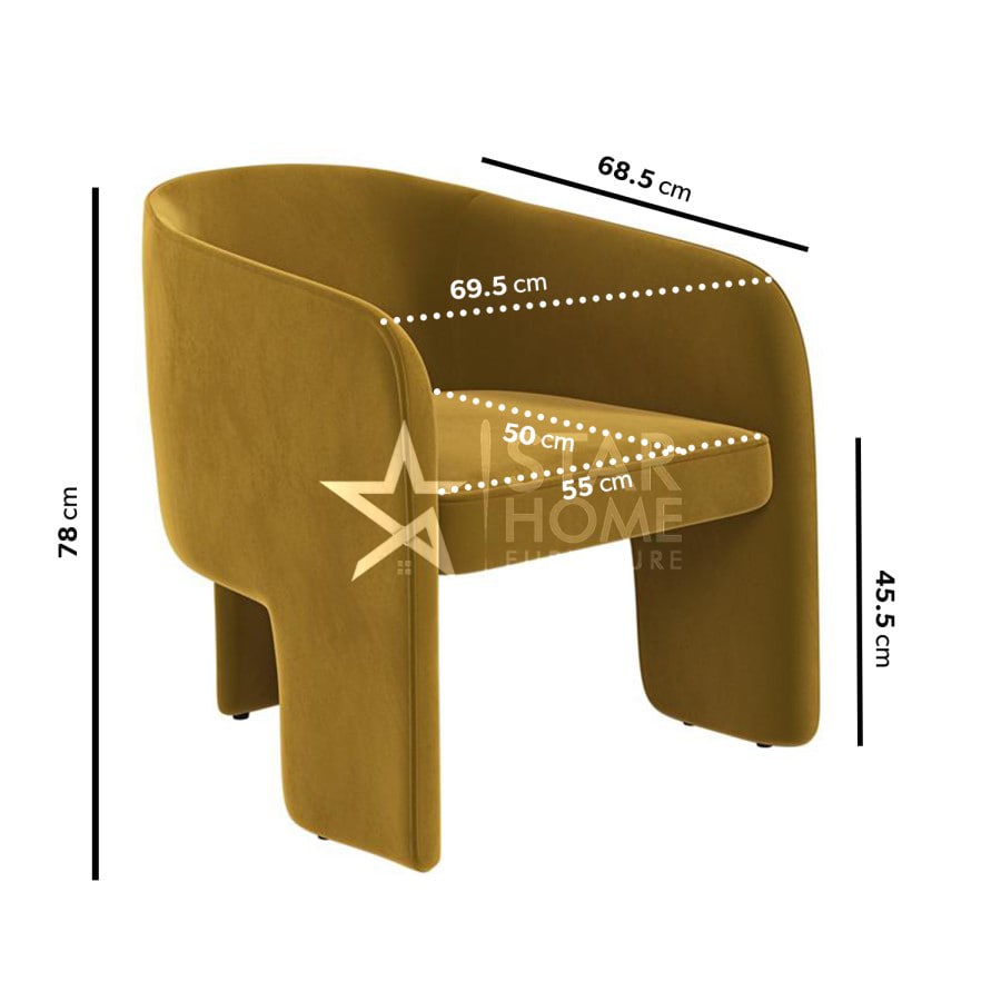 Lyanna 1-Seater Velvet Curved Accent Chair - SHF