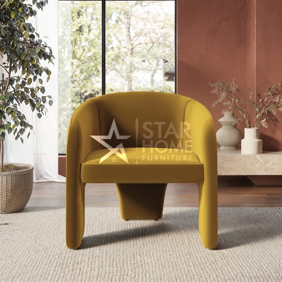 Lyanna 1-Seater Velvet Curved Accent Chair - SHF