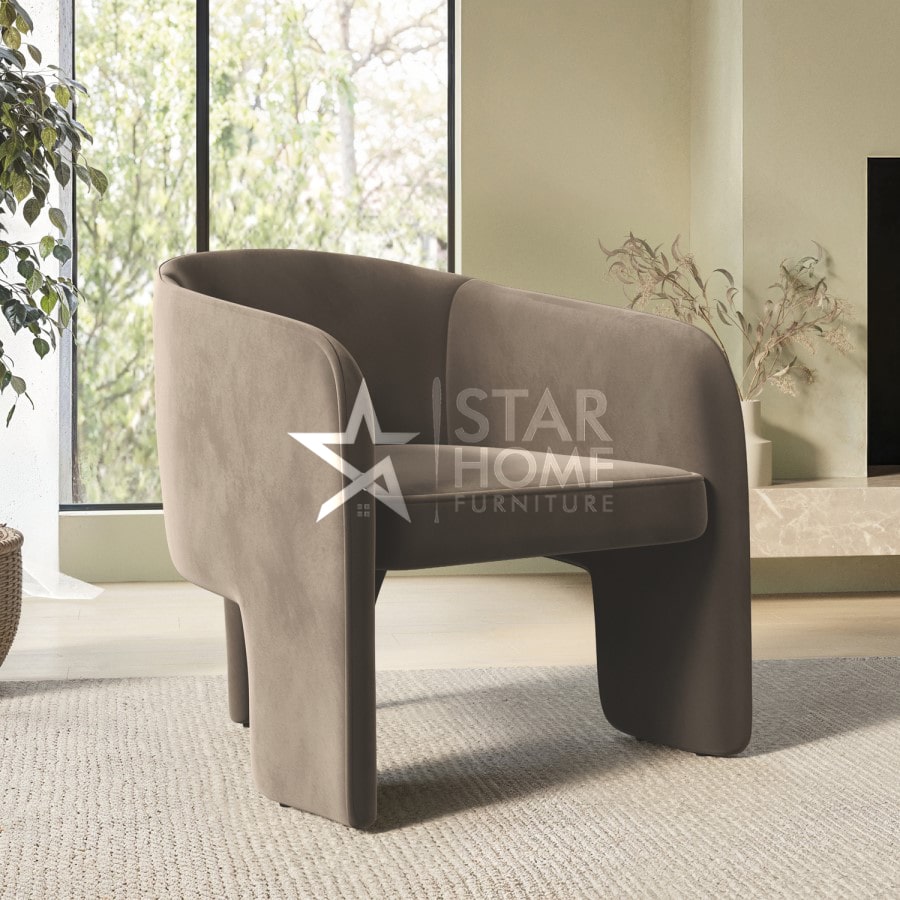 Lyanna 1-Seater Velvet Curved Accent Chair - SHF