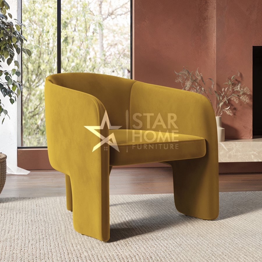Lyanna 1-Seater Velvet Curved Accent Chair - SHF