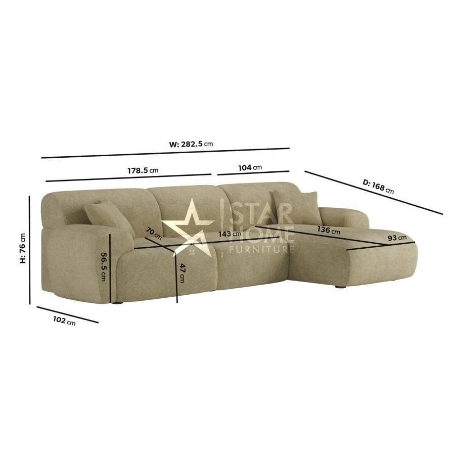Mahalia 4-Seater Right Hand Large Chaise Corner Sofa - SHF
