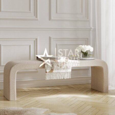 Ren Large Boucle Curved Hallway Bench - SHF