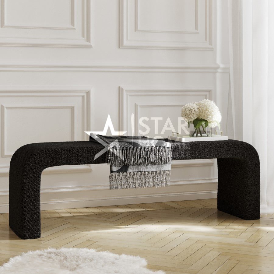 Ren Large Boucle Curved Hallway Bench - SHF