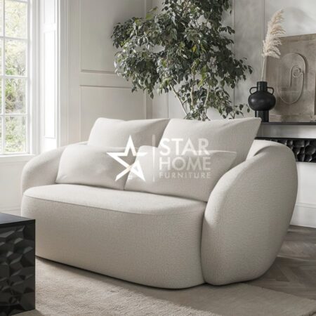 Vera 3-Seater Curved Boucle Sofa - Cream - SHF