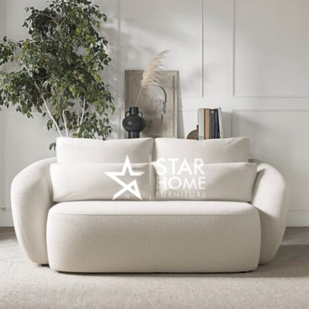 Vera 3-Seater Curved Boucle Sofa - Cream - SHF