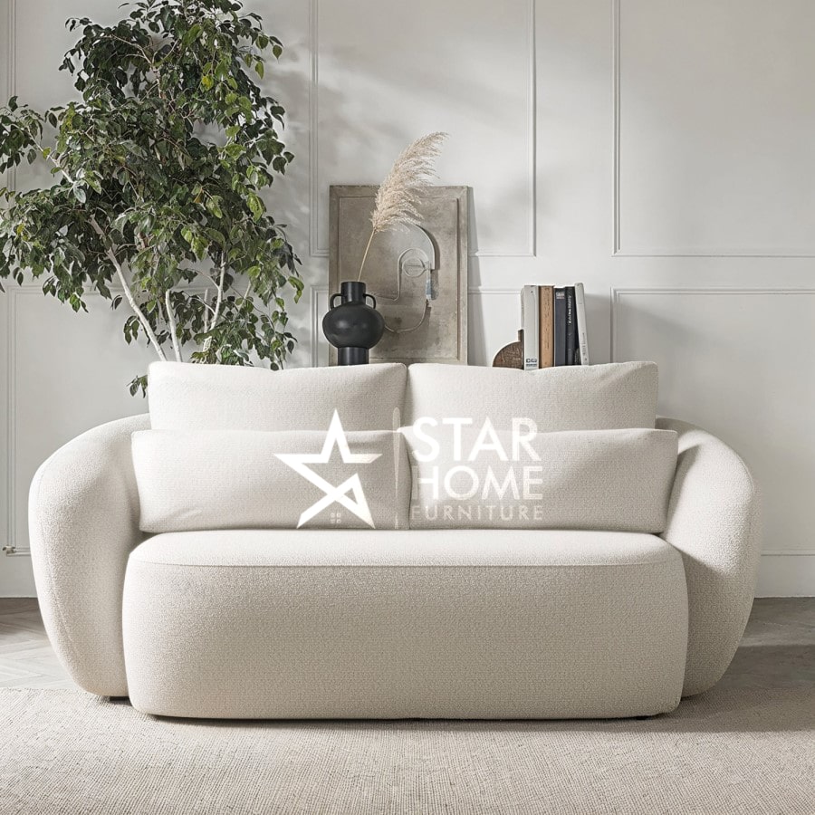 Vera 3-Seater Curved Boucle Sofa - Cream - SHF