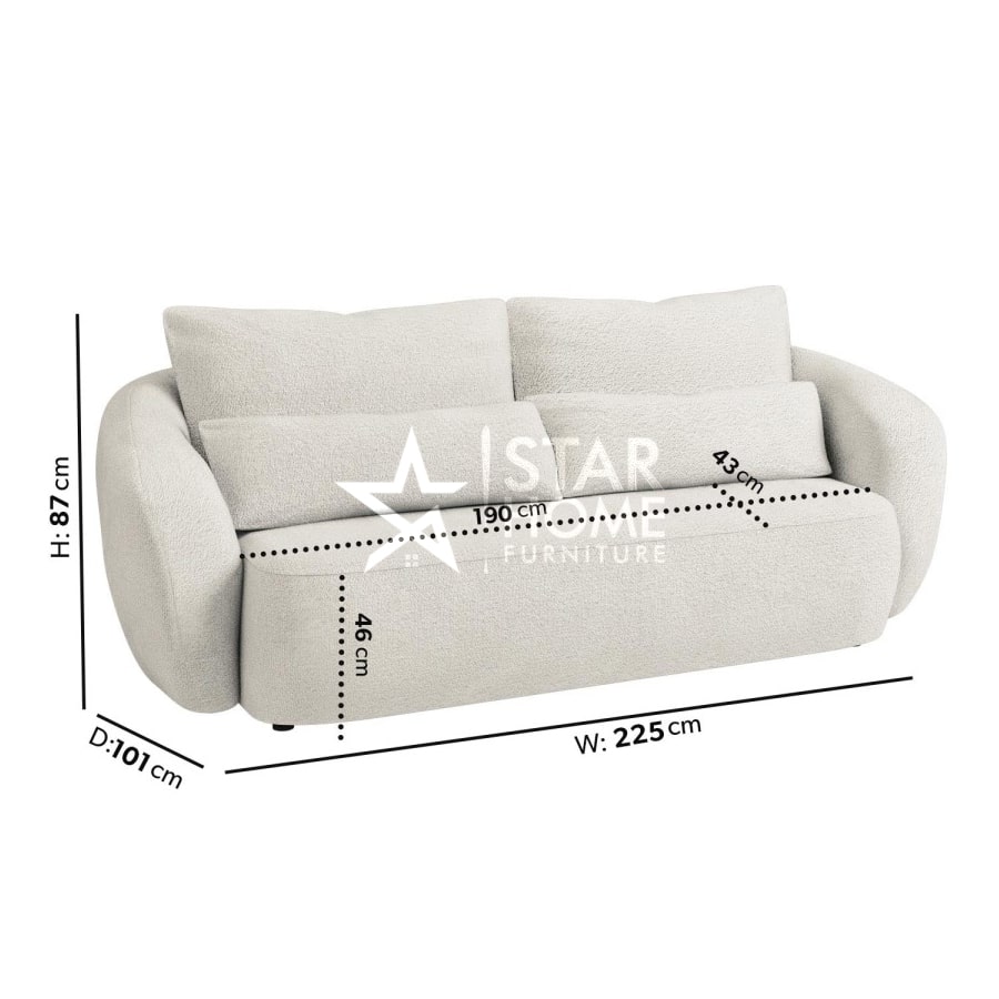 Vera 3-Seater Curved Boucle Sofa - Cream - SHF