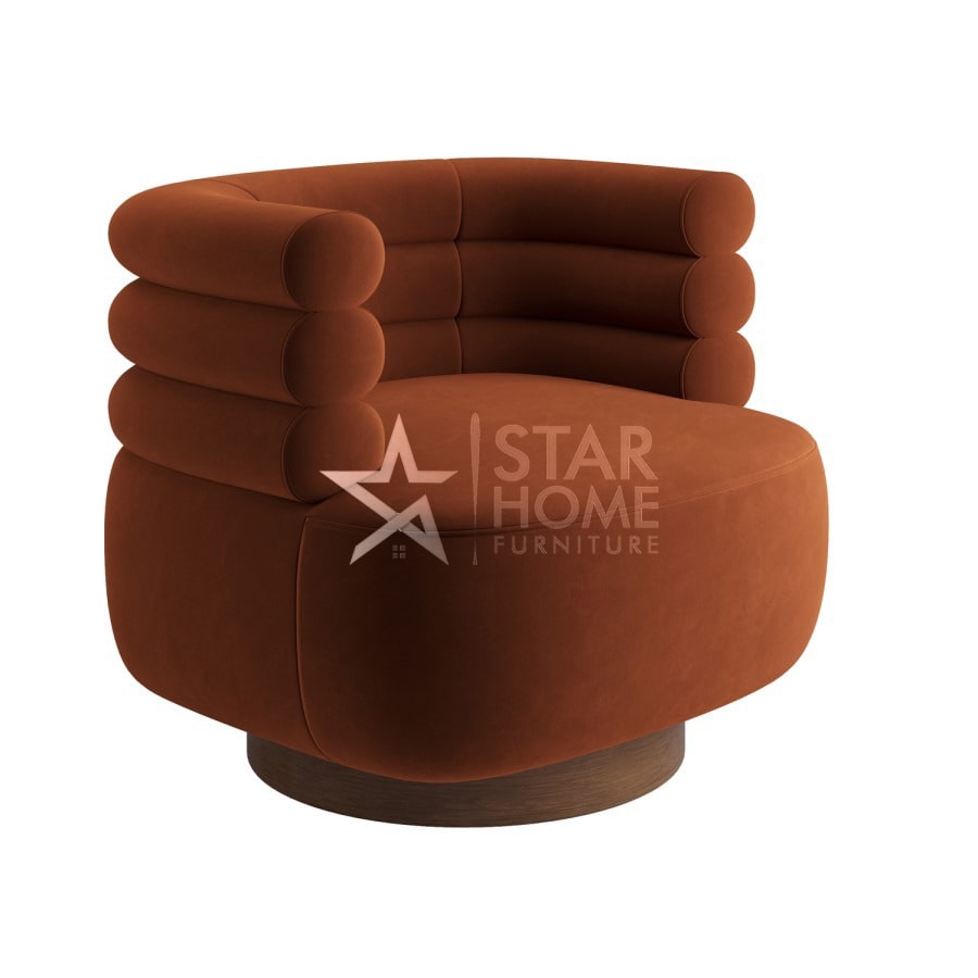 Zora Modern Velvet Armchair - Burnt Orange - SHF