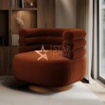 Zora Modern Velvet Armchair - Burnt Orange