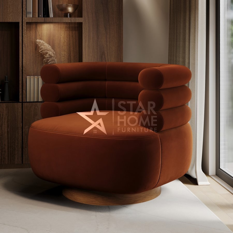 Zora Modern Velvet Armchair - Burnt Orange - SHF