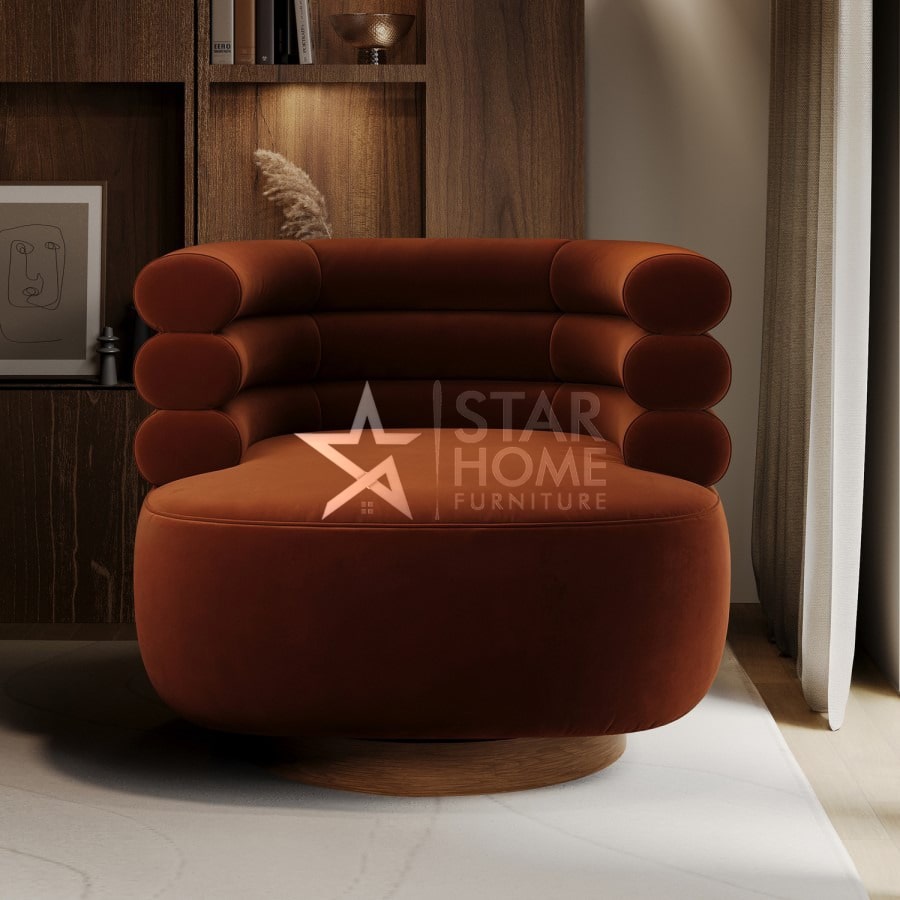 Zora Modern Velvet Armchair - Burnt Orange - SHF
