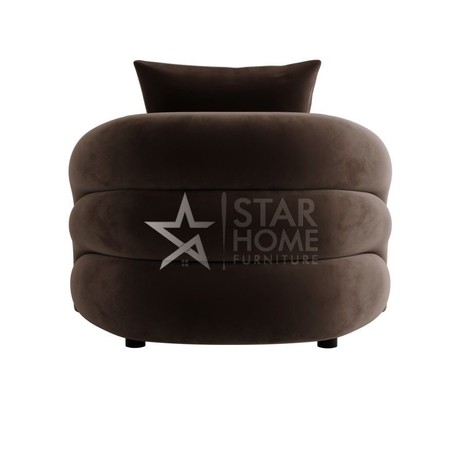 Zuri 1-Seater Armchair with Cushion Velvet - Brown - SHF