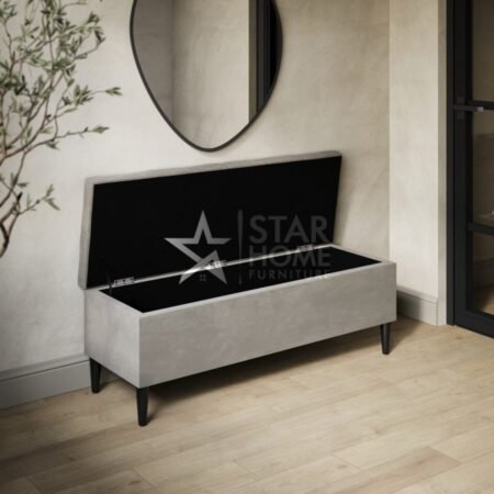 Amara Ottoman Hallway Velvet Bench with Storage - SHF