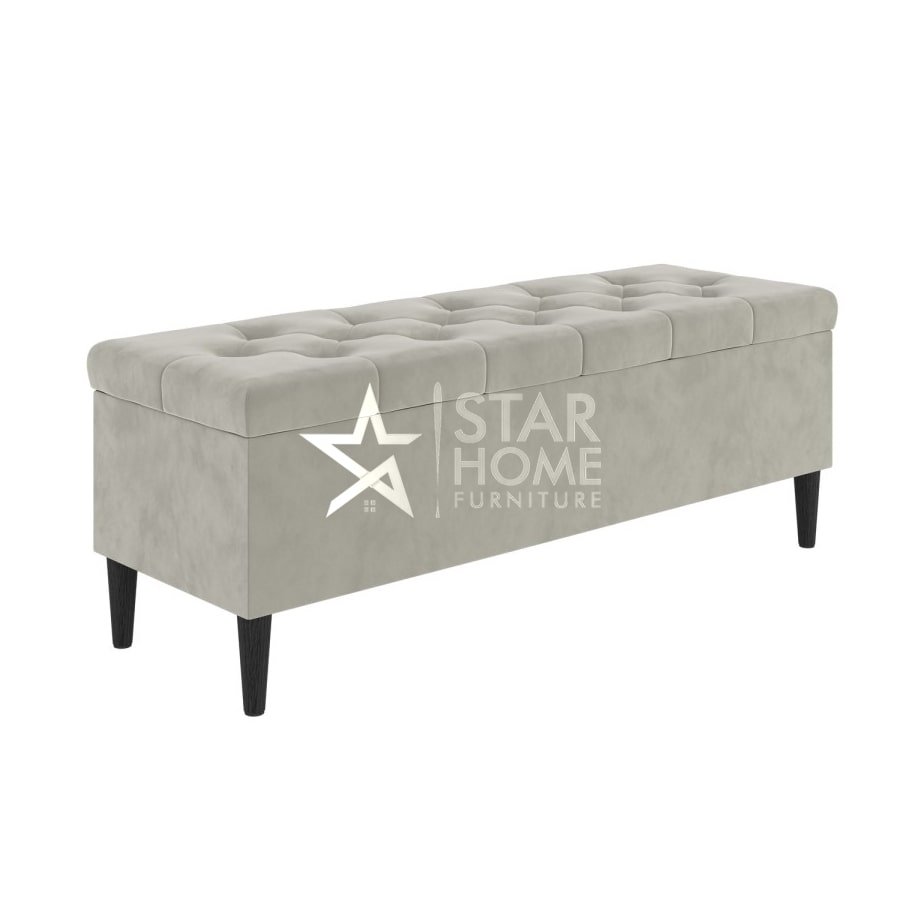 Amara Ottoman Hallway Velvet Bench with Storage - SHF