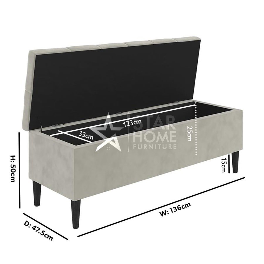 Amara Ottoman Hallway Velvet Bench with Storage - SHF