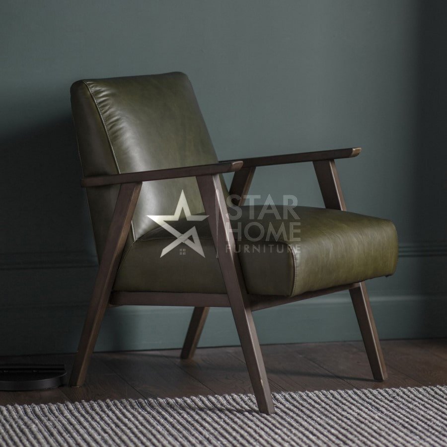 Caspian House Leather Accent Chair Wood Frame - SHF