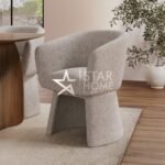 Cher Curved Tub Upholstered Dining Chairs - Cream