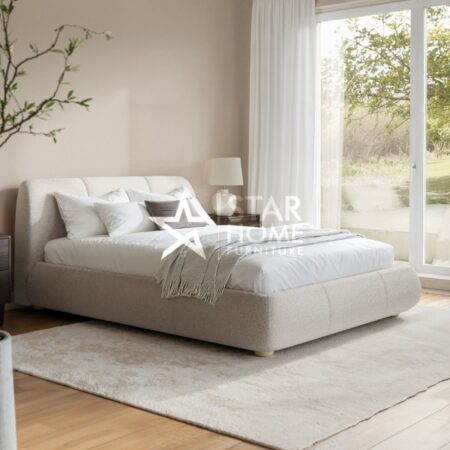 Ciara Cushioned Boucle Headboard Bed - SHF