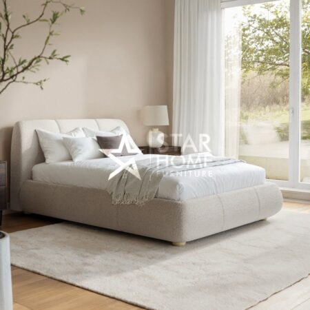 Ciara Cushioned Boucle Headboard Bed - SHF