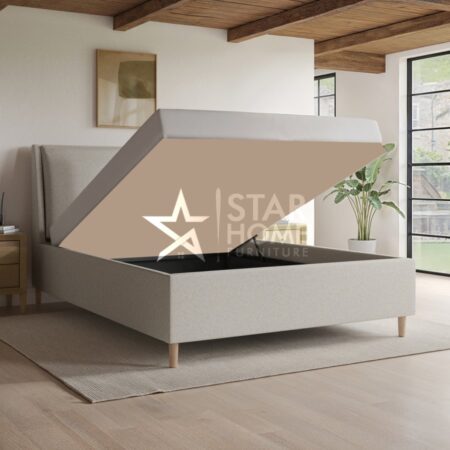 Clifton Upholstered Ottoman Bed with Pillow Headboard - SHF