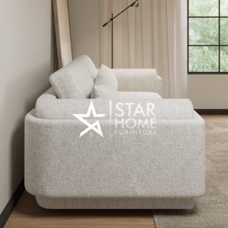 Elvi 3-Seater Curved Boucle Sofa - Cream - SHF