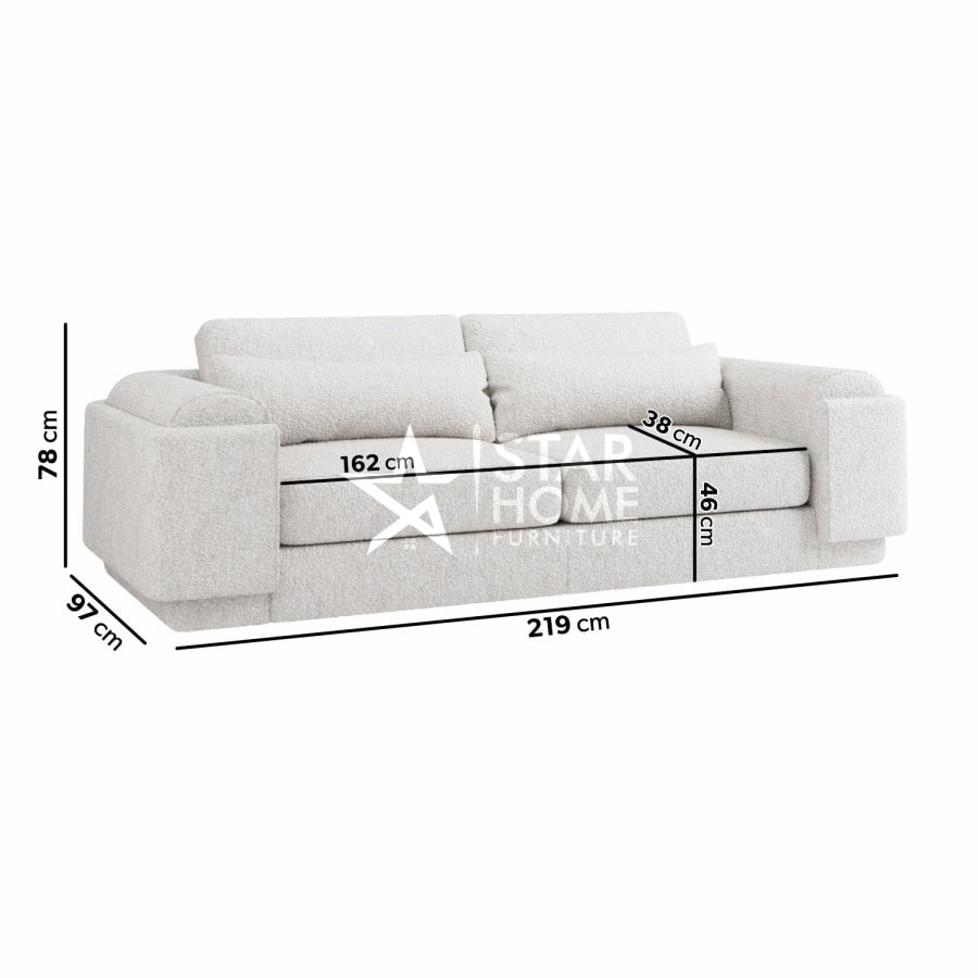 Elvi 3-Seater Curved Boucle Sofa - Cream - SHF