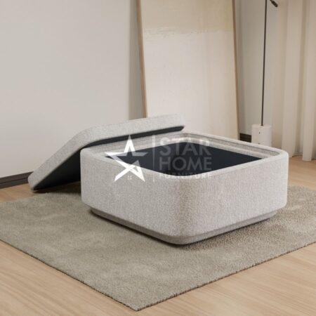 Elvi Large Boucle Footstool with Storage - SHF