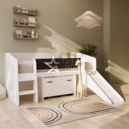 Loki Single Low Cabin Bed with Slide and Storage Box - SHF