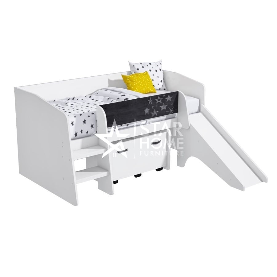 Loki Single Low Cabin Bed with Slide and Storage Box - SHF