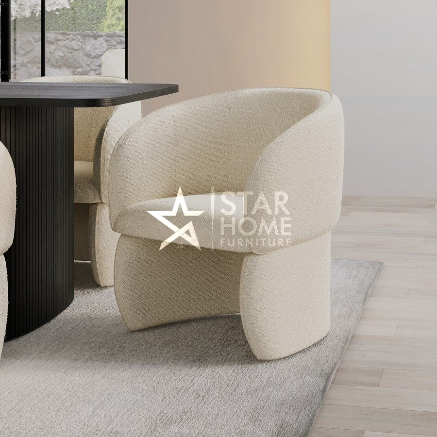 Lottie Curved Upholstered Dining Chair Textured - SHF
