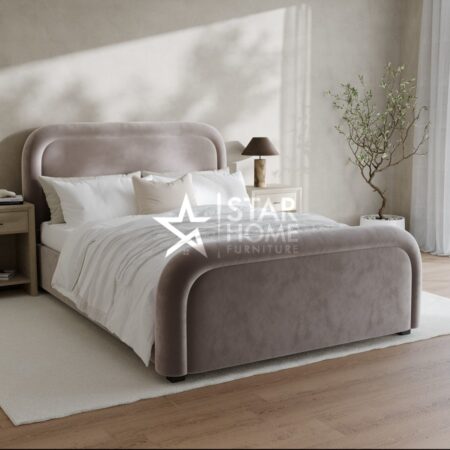 Naomi Curved Headboard Velvet Bed - SHF