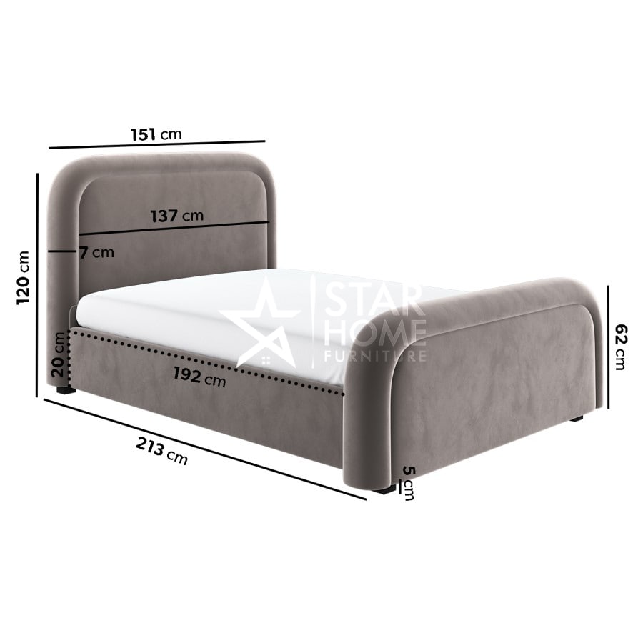 Naomi Curved Headboard Velvet Bed - SHF