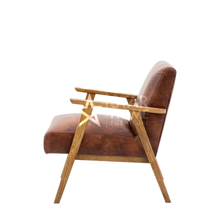 Neyland Leather Armchair Wooden Frame - SHF