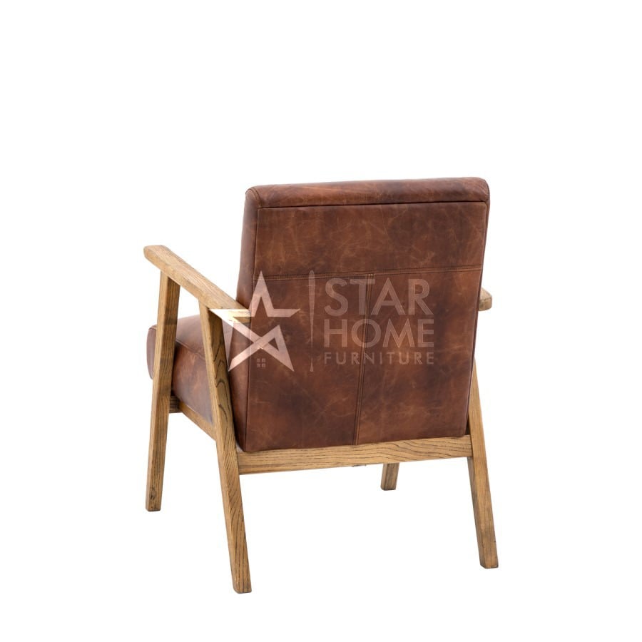 Neyland Leather Armchair Wooden Frame - SHF
