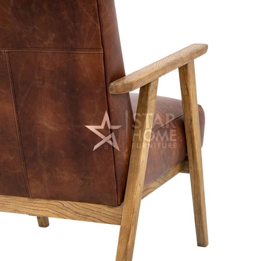 Neyland Leather Armchair Wooden Frame - SHF