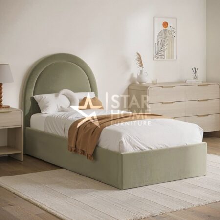 Nora Curved Headboard Velvet Single Bed - SHF