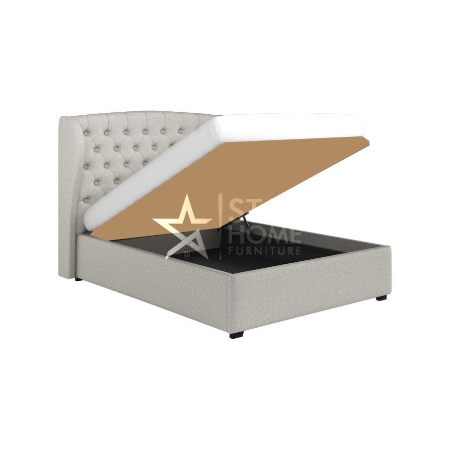 Safina Ottoman Bed with Winged Chesterfield Headboard - SHF