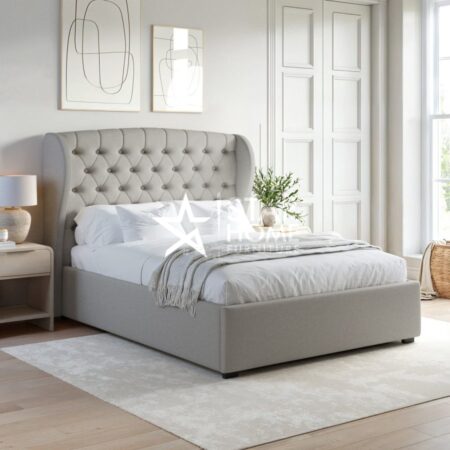 Safina Ottoman Bed with Winged Chesterfield Headboard - SHF