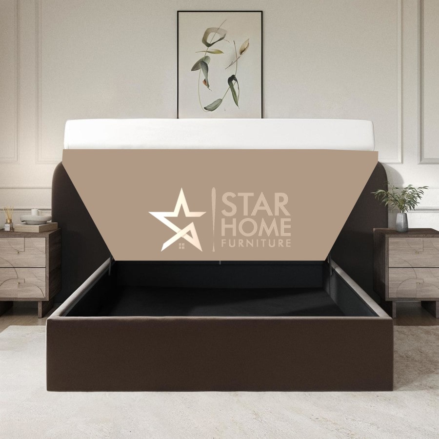 Samara Ottoman Bed with Curved Velvet Wide Headboard - SHF