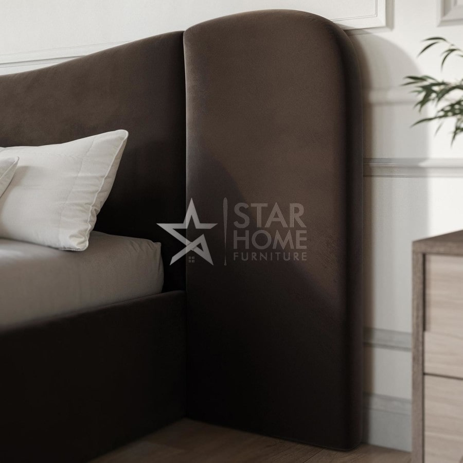 Samara Ottoman Bed with Curved Velvet Wide Headboard - SHF