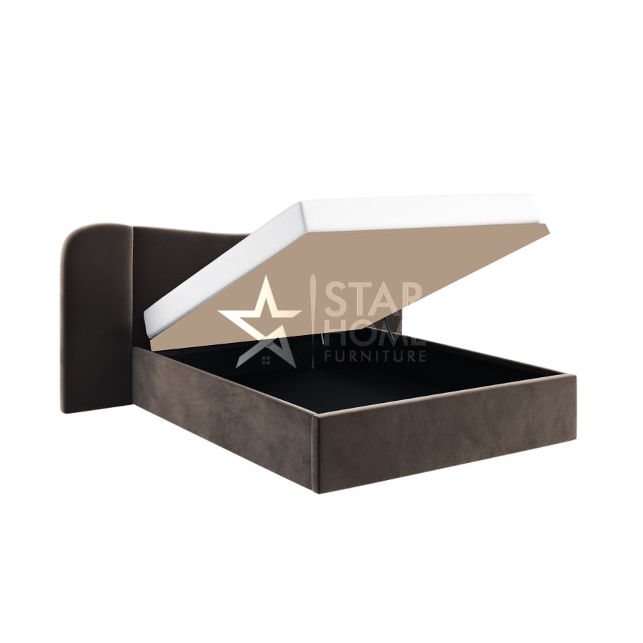 Samara Ottoman Bed with Curved Velvet Wide Headboard - SHF
