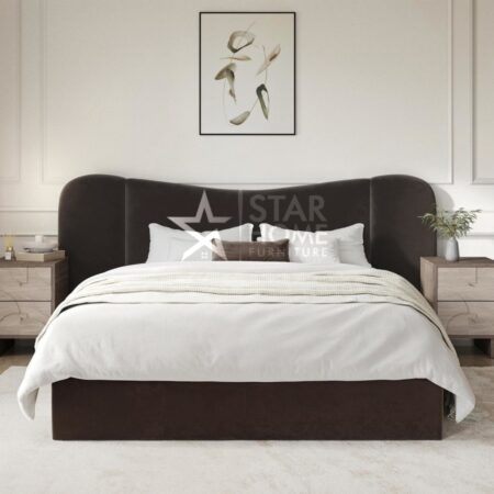 Samara Ottoman Bed with Curved Velvet Wide Headboard - SHF