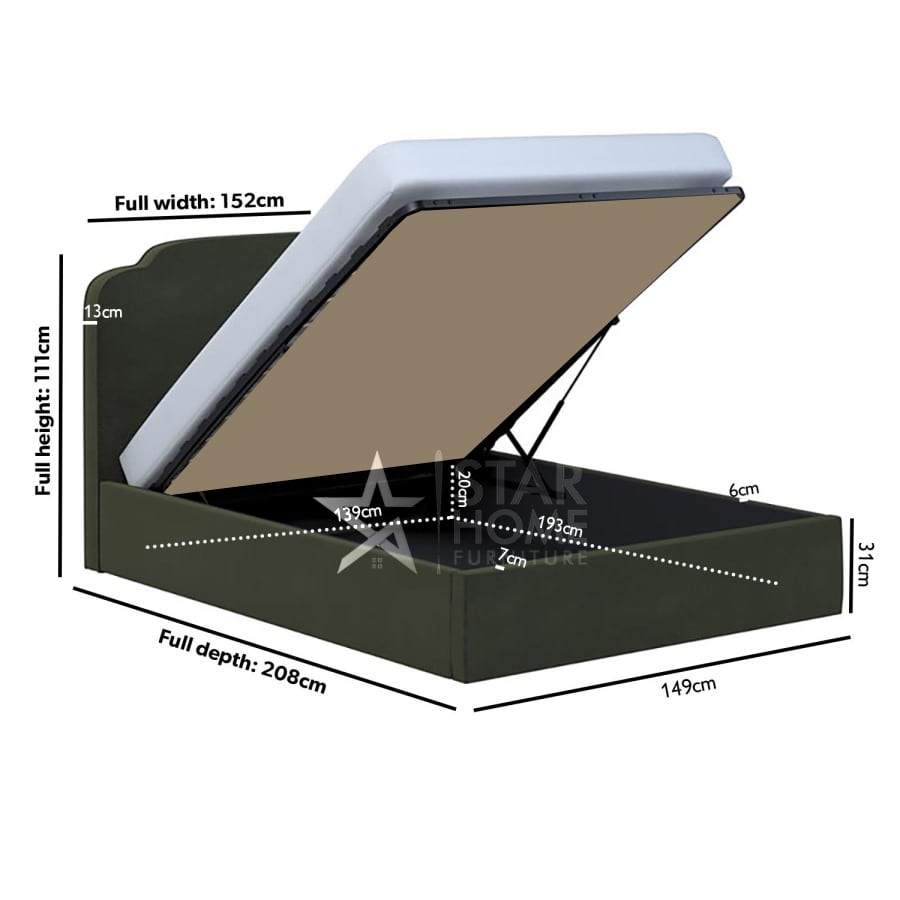 Siena Ottoman Bed with Scalloped Headboard - SHF