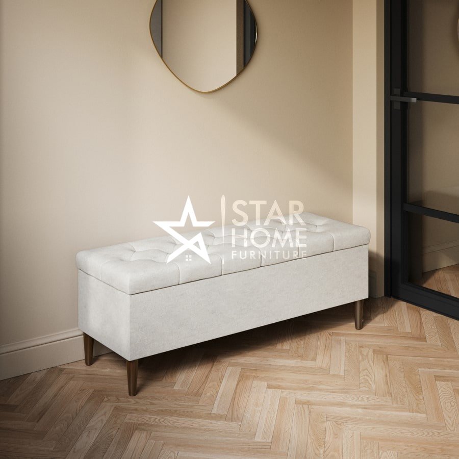 Amara Ottoman Hallway Velvet Bench with Storage - SHF