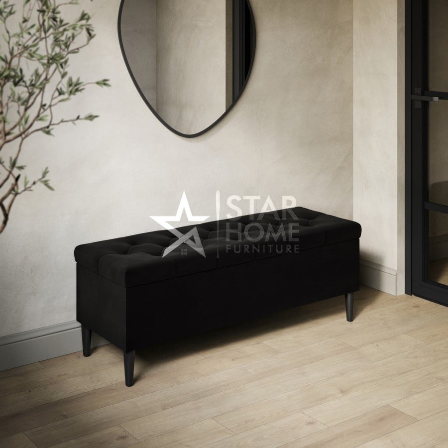 Amara Ottoman Hallway Velvet Bench with Storage - SHF