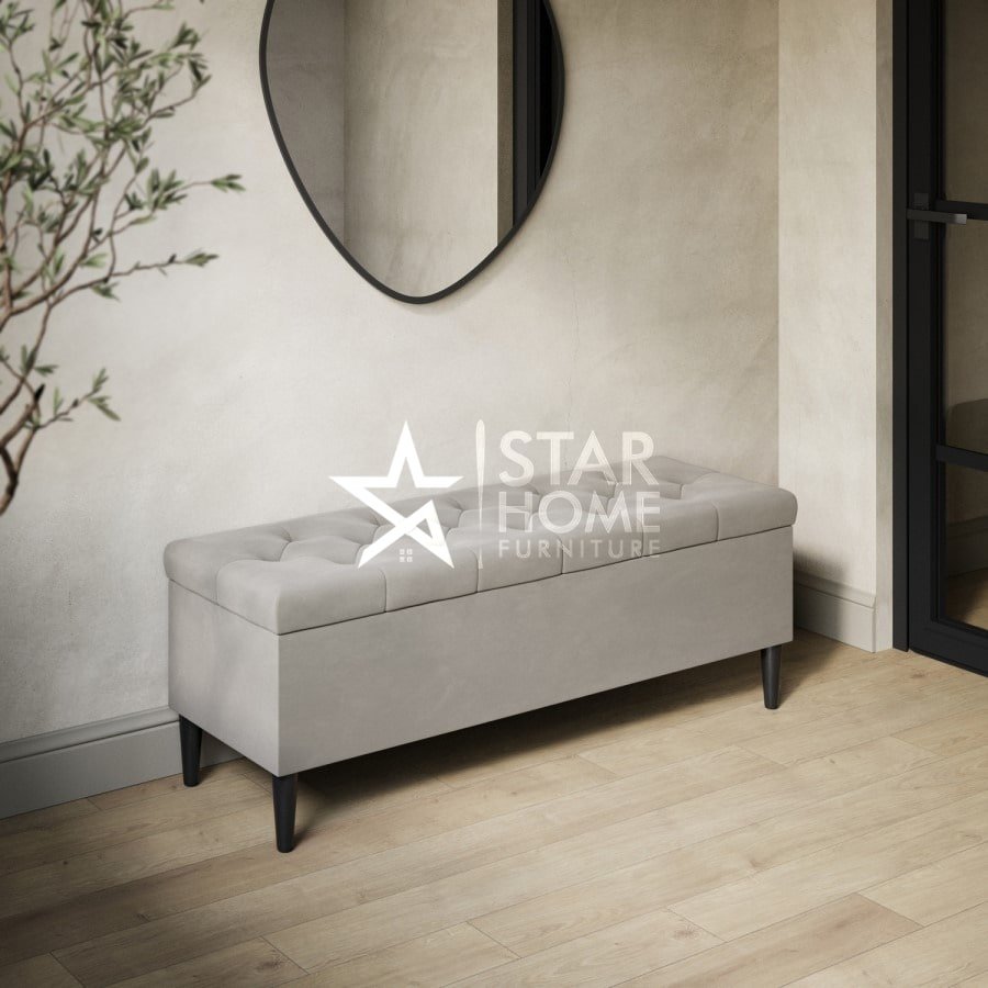 Amara Ottoman Hallway Velvet Bench with Storage - SHF